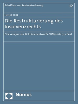 cover image of Die Restrukturierung des Insolvenzrechts